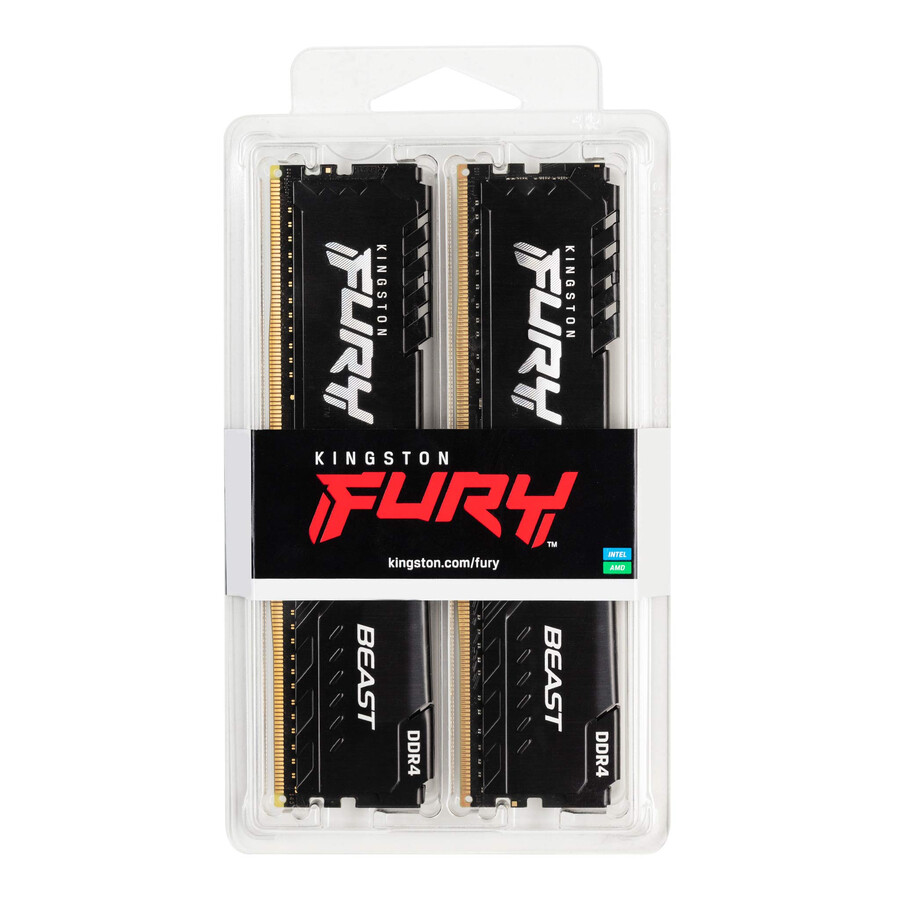 memoria kingston fury beast ddr4 - velocidad = 3200 mts capacidad total kit = 8 gb kit = módulo único densidad de dram = 8 gbit