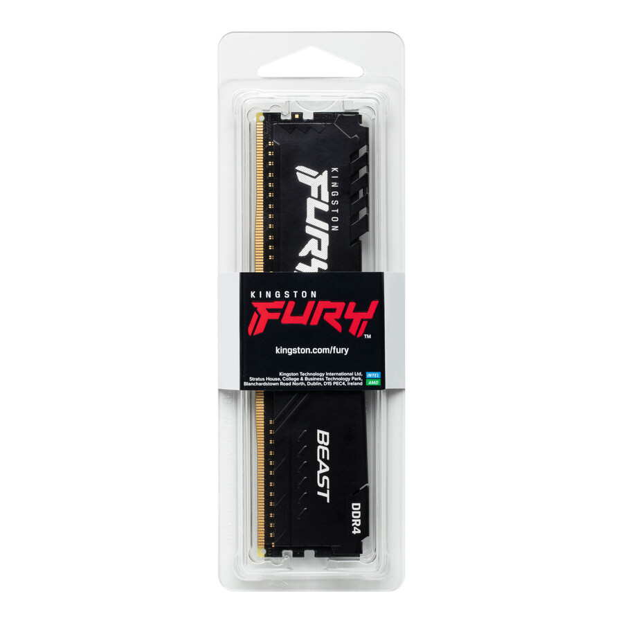 memoria kingston fury beast ddr4 - velocidad = 3600 mts capacidad total kit = 32 gb kit = módulo único densidad de dram = 16 gbit