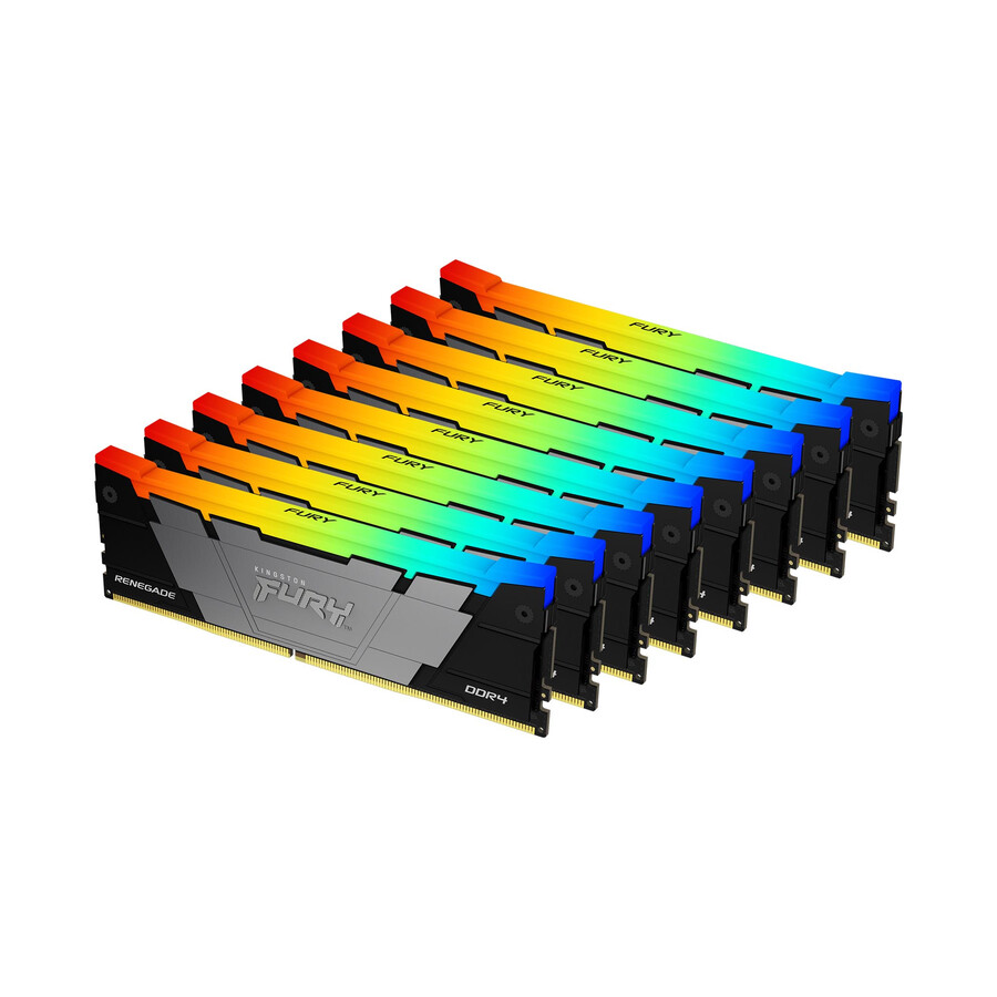 memoria kingston fury renegade ddr4 rgb - velocidad = 3200 mts capacidad total kit = 8 gb kit = módulo único densidad de dram = 8 gbit