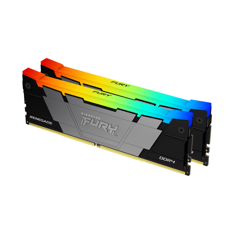 memoria kingston fury renegade ddr4 rgb - velocidad = 3600 mts capacidad total kit = 16 gb kit = kit de 2 dram densidad = 8 gbit