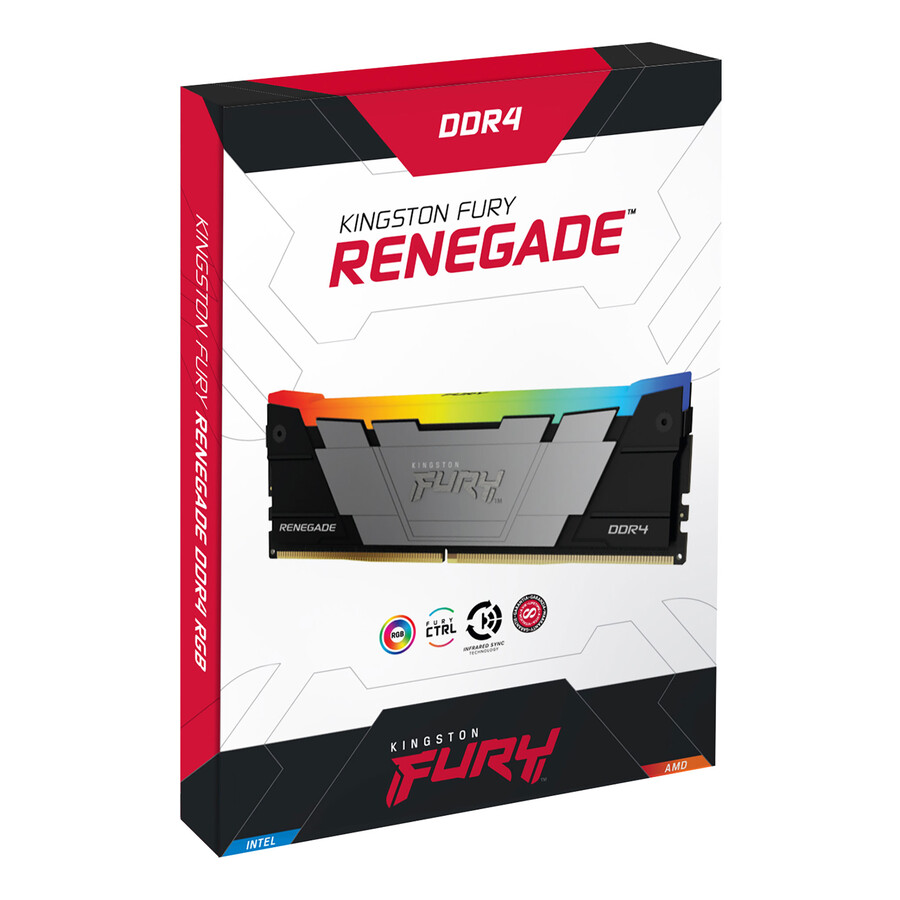 memoria kingston fury renegade ddr4 rgb - velocidad=4000mts capacidad total kit=16gb kit=kit de 2 dram densidad=8gbit