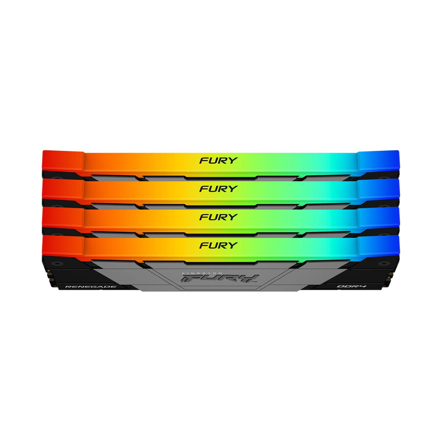 memoria kingston fury renegade ddr4 rgb - velocidad = 3600 mts capacidad total kit = 128 gb kit = kit de 4 dram densidad = 16 gbit