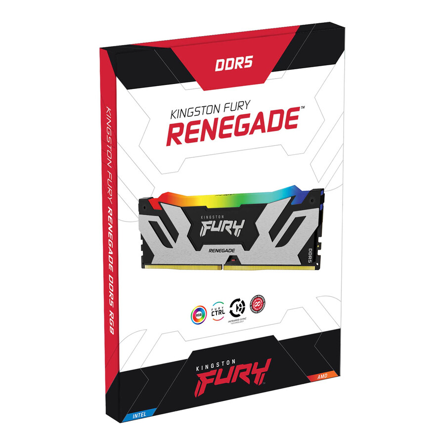 memoria kingston fury renegade ddr5 rgb - tipo de módulo = udimm velocidad = 6400 mts capacidad total kit = 96 gb kit = kit de 2 dram densidad = 24 gb color = negro
