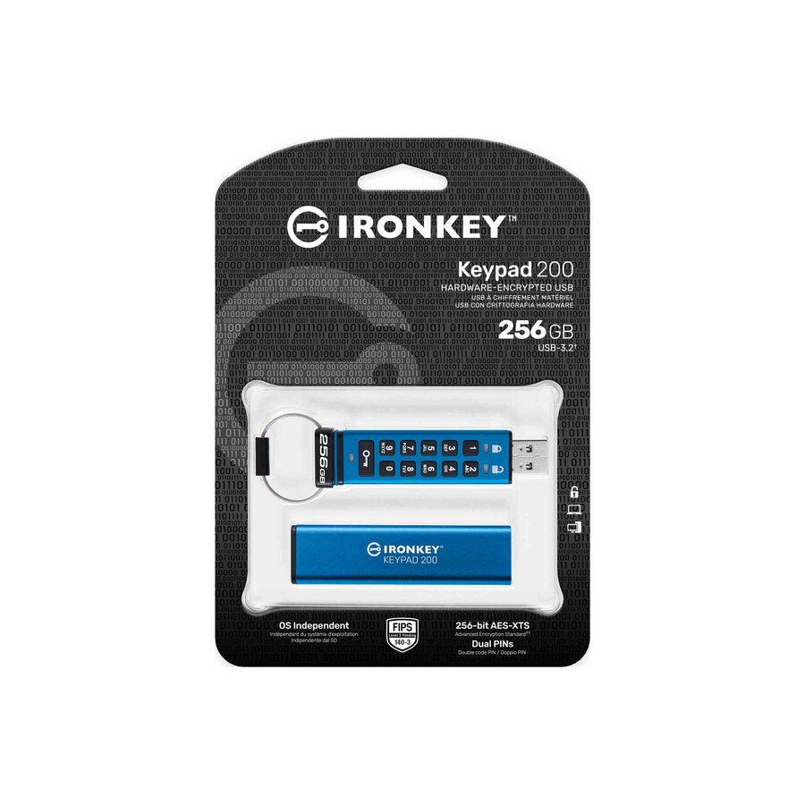 unidad flash usb kingston ironkey keypad serie 200 - capacidad = 32 gb conector = usb-c