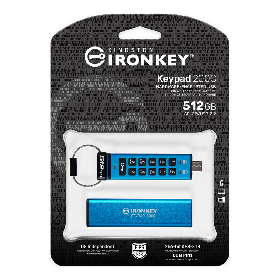 unidad flash usb kingston ironkey keypad serie 200 - capacidad = 256 gb conector = usb-a