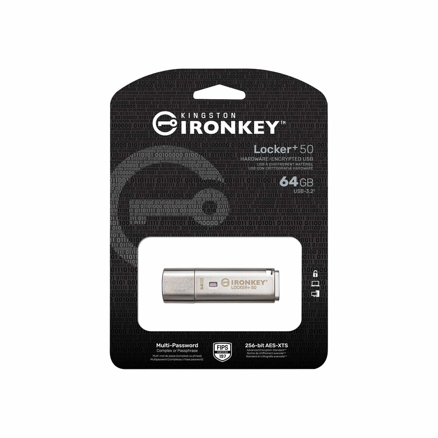 unidad flash usb kingston ironkey locker 50 capacidad 256 gb