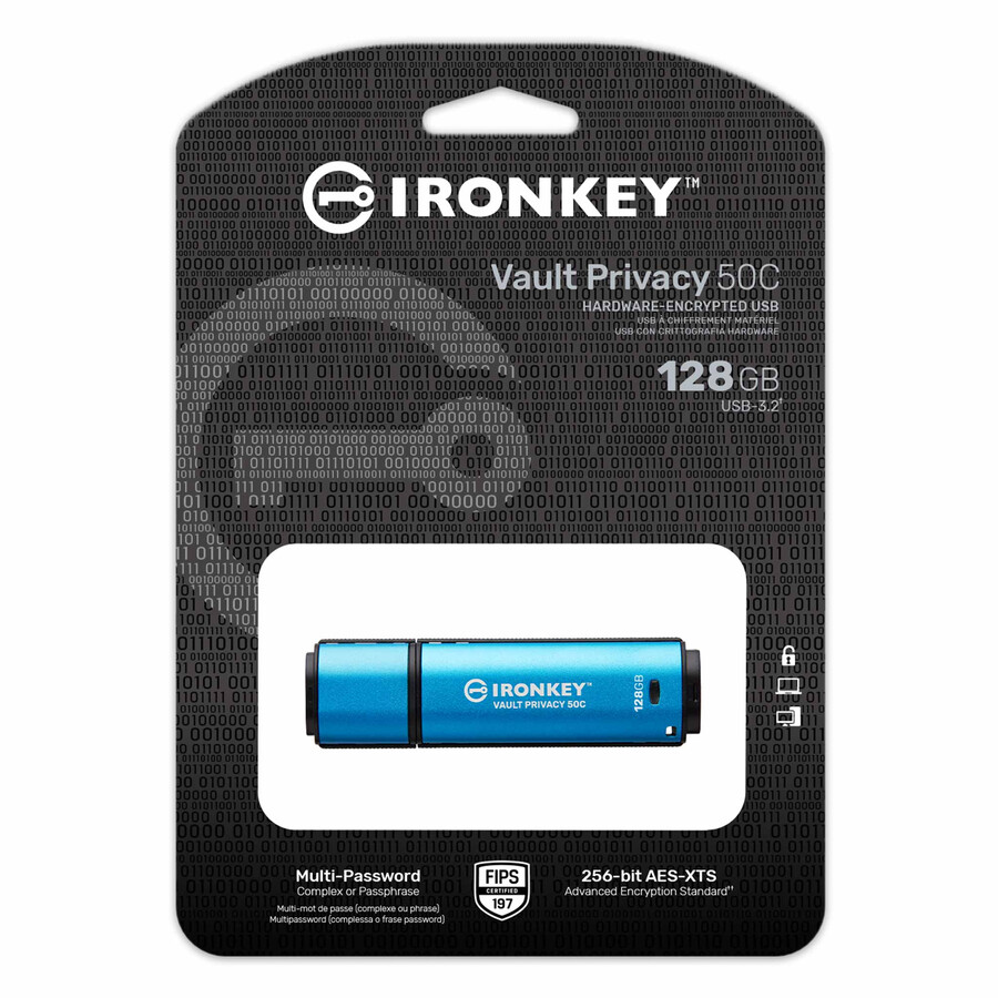 kingston ironkey vault privacy serie 50 - capacidad 32 gb clase de velocidad usb 3.2 gen 1 conector usb-c
