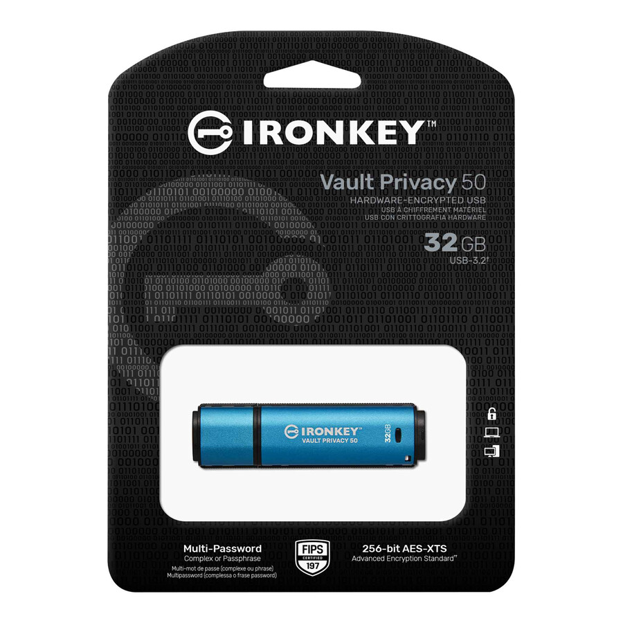 kingston ironkey vault privacy serie 50 - capacidad 64 gb clase de velocidad usb 3.2 gen 1 conector usb-a