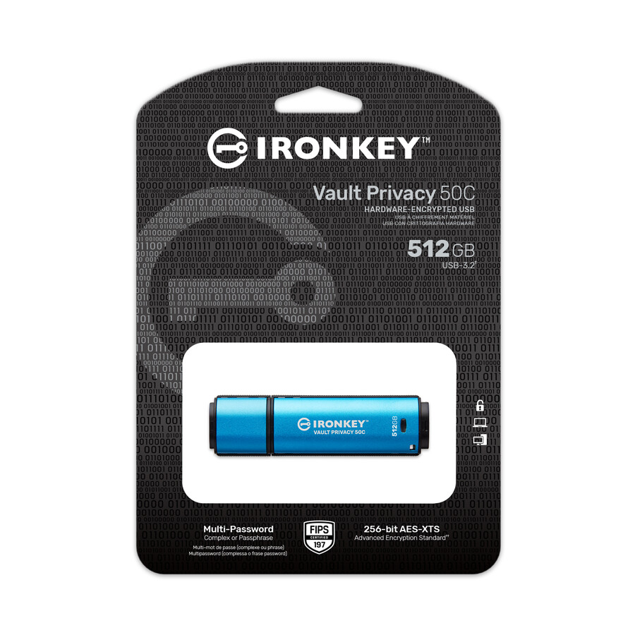 kingston ironkey vault privacy serie 50 - capacidad 256 gb clase de velocidad usb 3.2 gen 1 conector usb-a